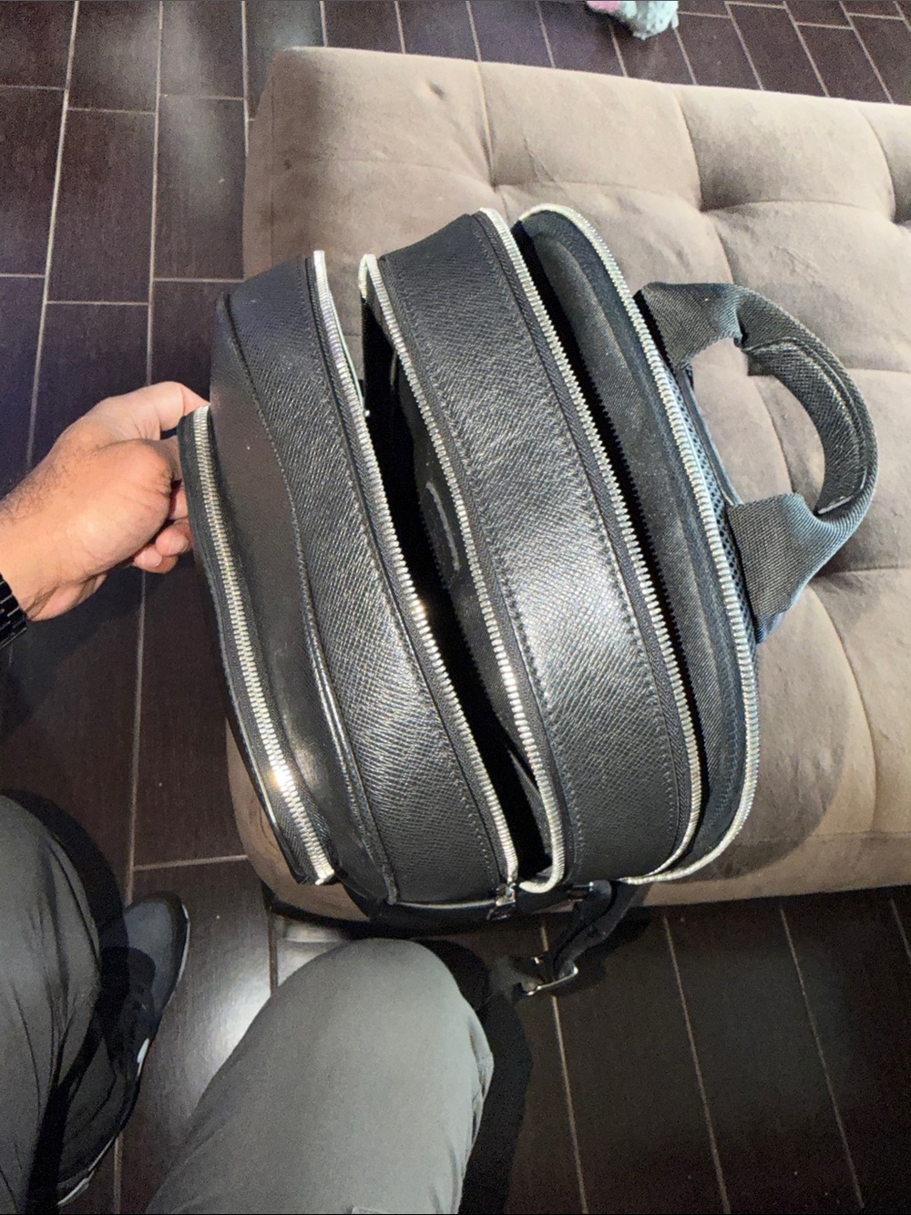 Louis Vuitton Black Textured Leather Backpack - Picture 7 of 15
